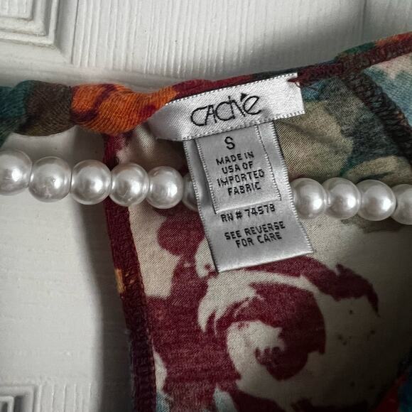 Caché vtg 90s y2k floral front twist bodycon top floral blouse small - Picture 3 of 7